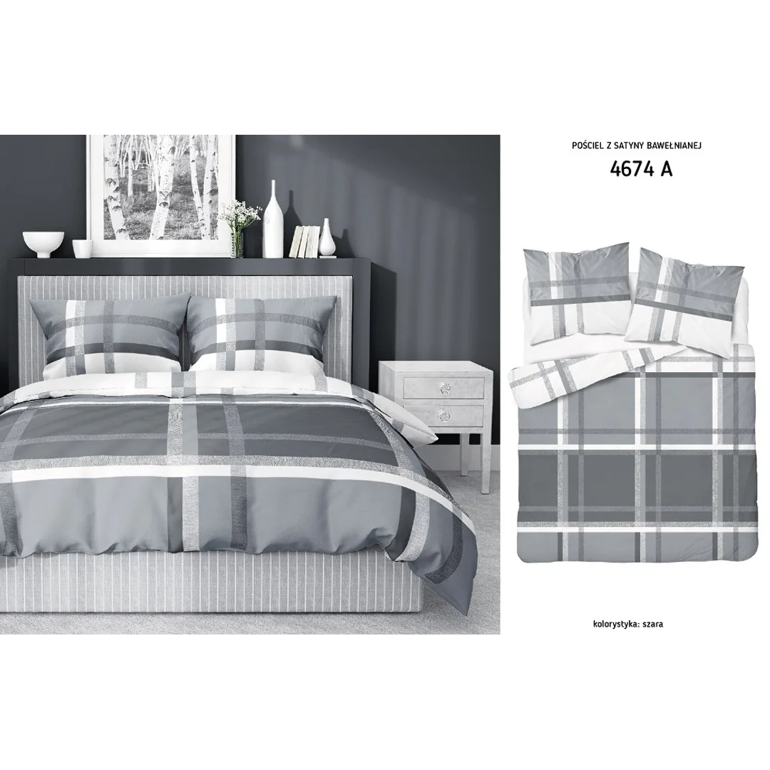 Pościel satynowa 220x200 szara biała 4674 A Home Satin 40 — zdjęcie 5