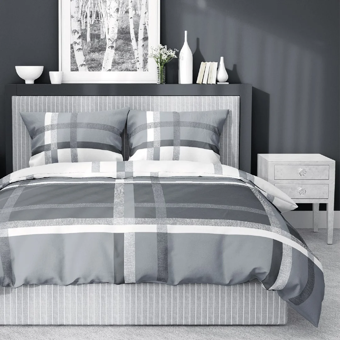 Pościel satynowa 220x200 szara biała 4674 A Home Satin 40 — zdjęcie 6