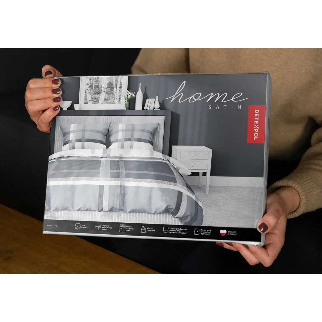 Pościel satynowa 220x200 szara biała 4674 A Home Satin 40 — zdjęcie 7