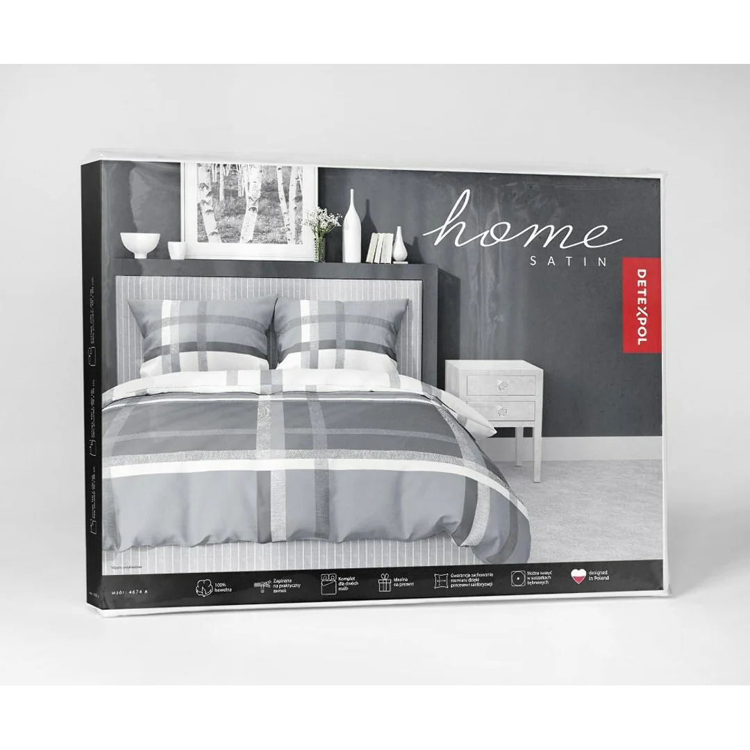 Pościel satynowa 220x200 szara biała 4674 A Home Satin 40 — zdjęcie 8