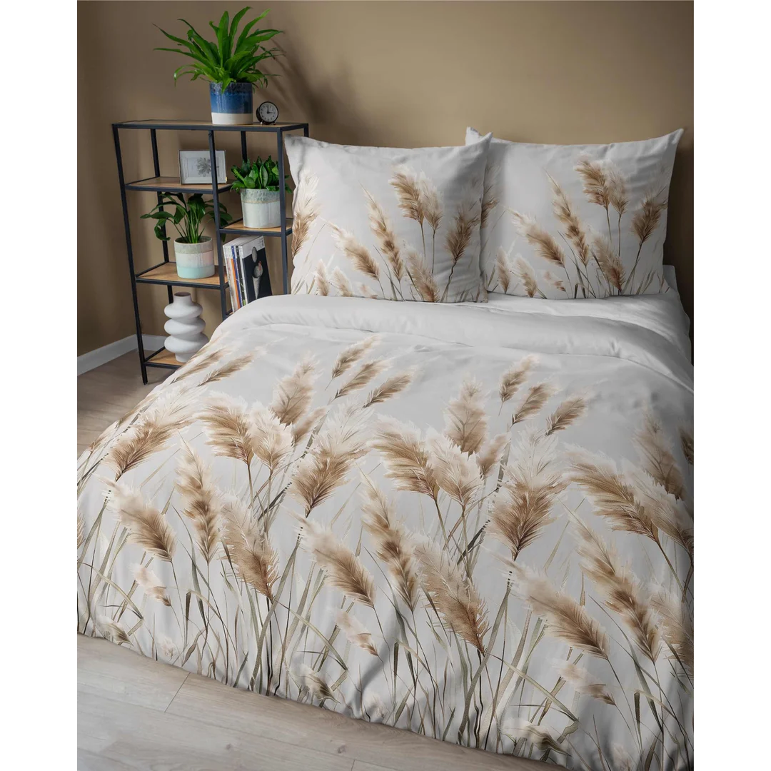 Pościel satynowa 220x200 Trawy pampasowe szara jasna 5329 B Home Satin 41 — zdjęcie 4