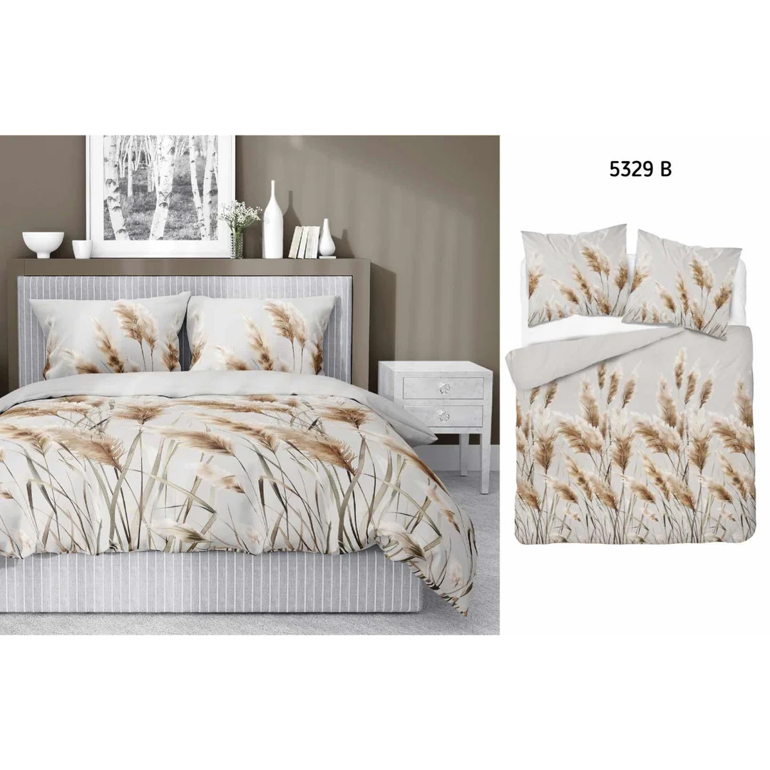 Pościel satynowa 220x200 Trawy pampasowe szara jasna 5329 B Home Satin 41 — zdjęcie 5