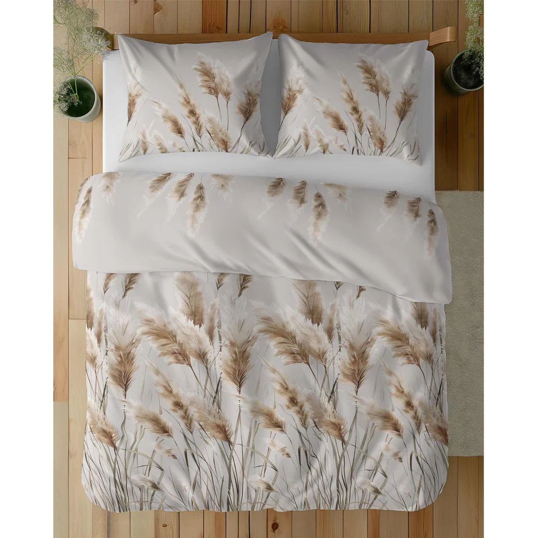 Pościel satynowa 220x200 Trawy pampasowe szara jasna 5329 B Home Satin 41 — zdjęcie 7