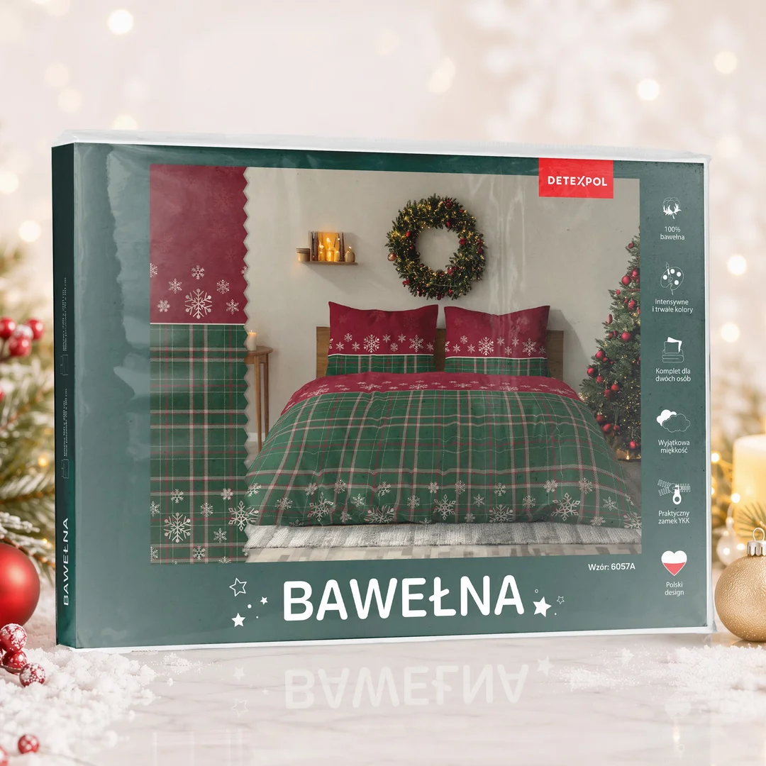 Pościel świąteczna 160x200 6057 A Skandynawskie Święta czerwona zielona bawełniana Święta 2026 — zdjęcie 3