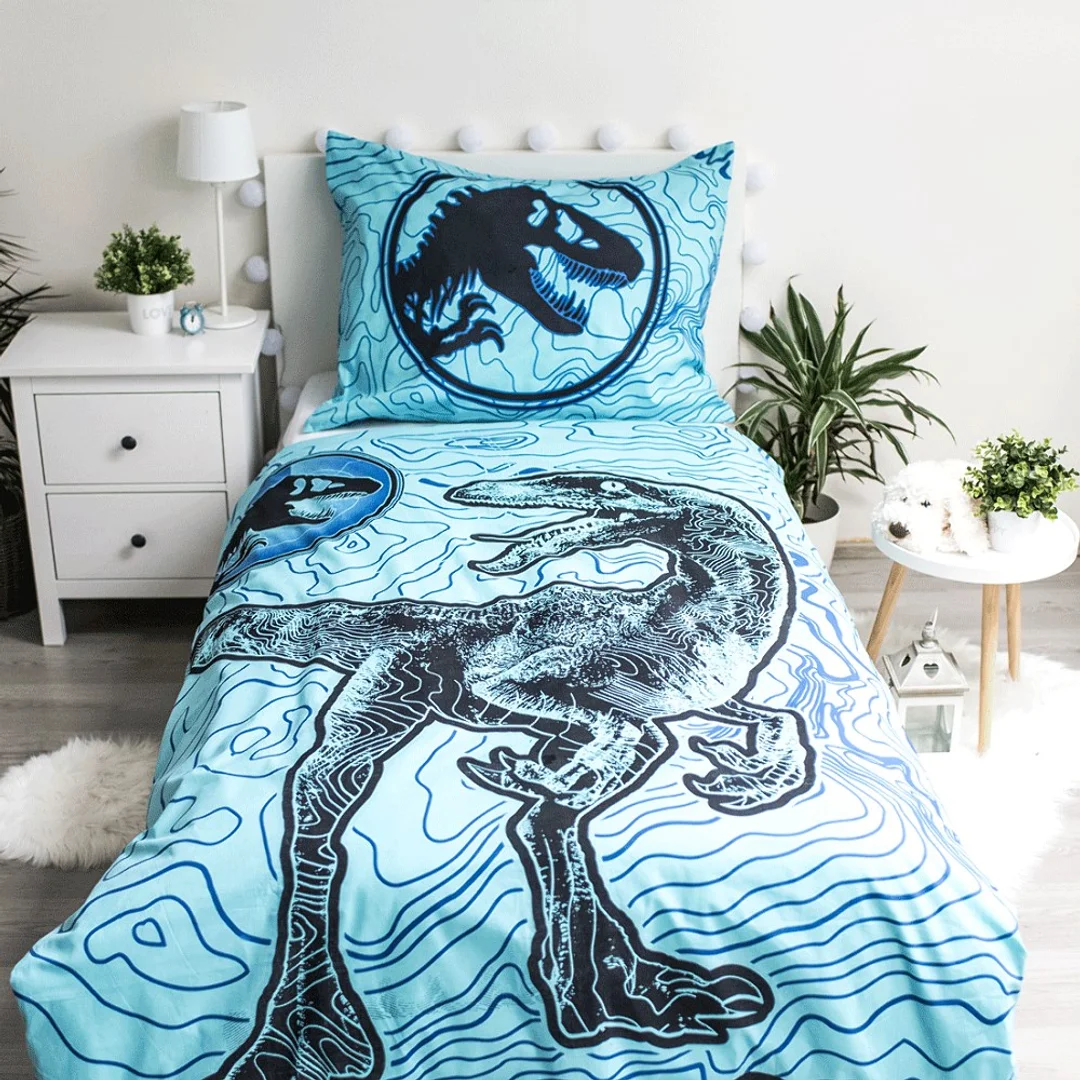 Pościel świecąca w ciemności 140x200 Dinozaur Jurassic World bawełniana poszewka 70x90 — zdjęcie 2
