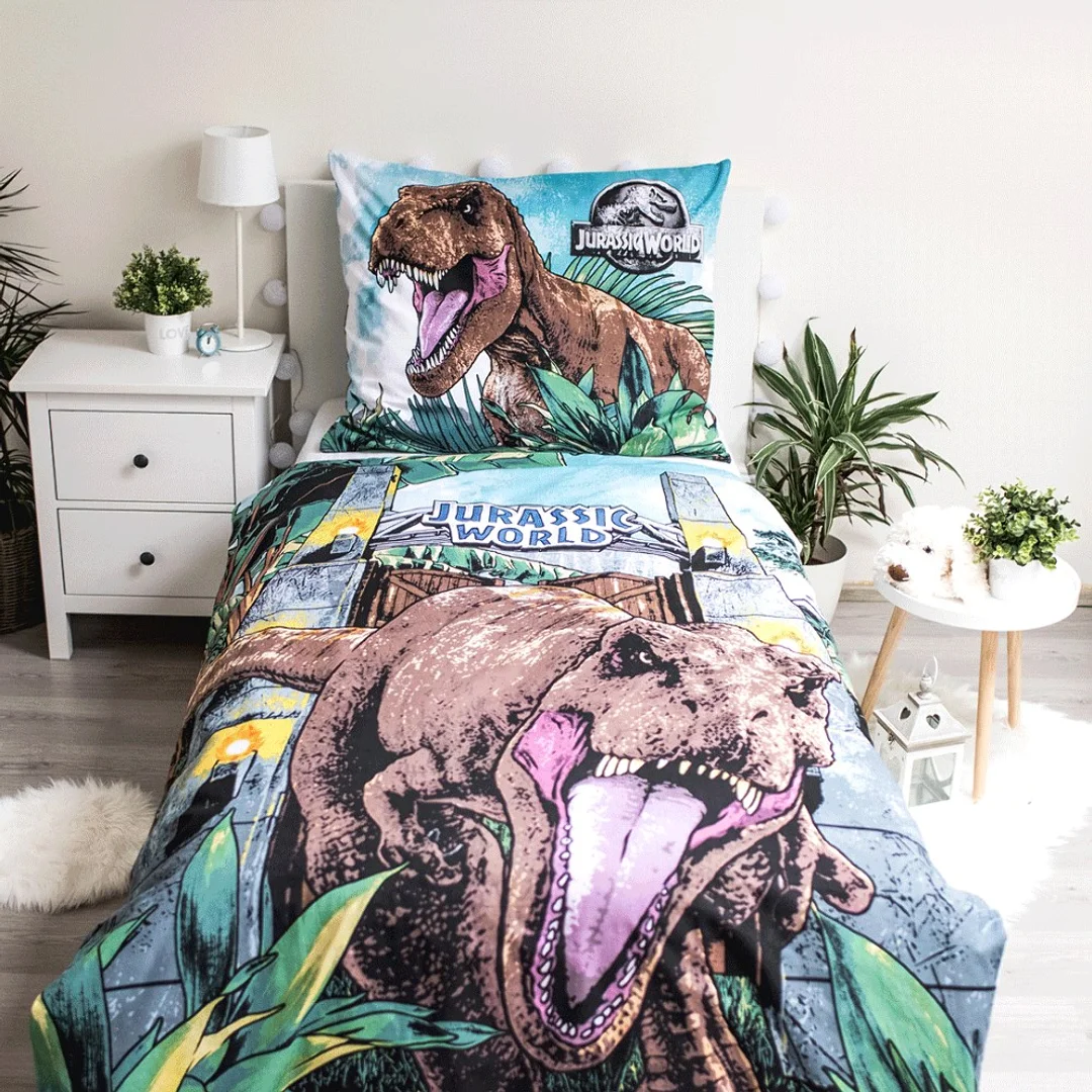 Pościel świecąca w ciemności 140x200 Dinozaur Jurassic World Roar bawełniana poszewka 70x90 — zdjęcie 2