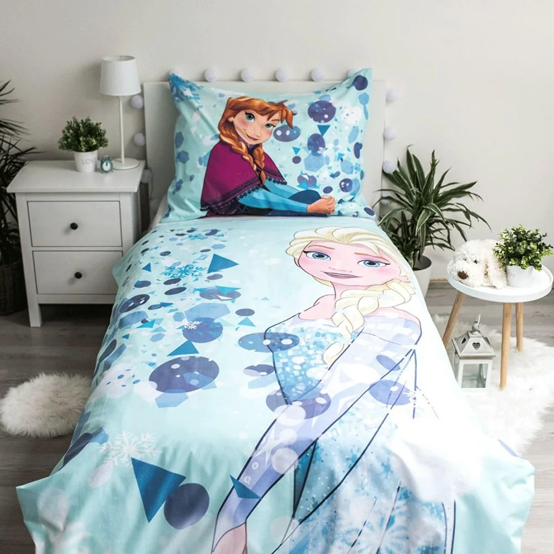 Pościel świecąca w ciemności 140x200 Frozen Anna Elsa Kraina Lodu bawełniana poszewka 70x90 — zdjęcie 3