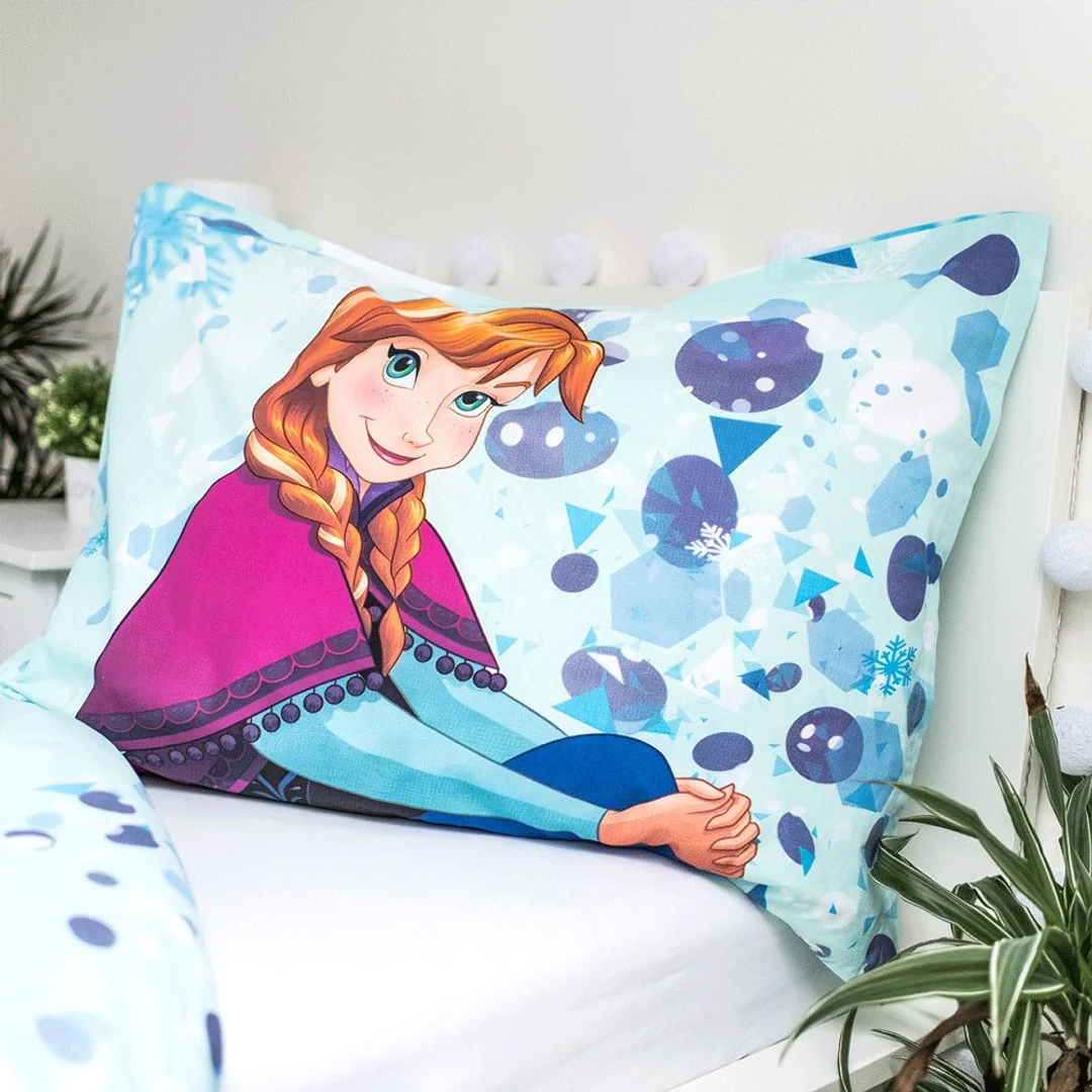 Pościel świecąca w ciemności 140x200 Frozen Anna Elsa Kraina Lodu bawełniana poszewka 70x90 — zdjęcie 4