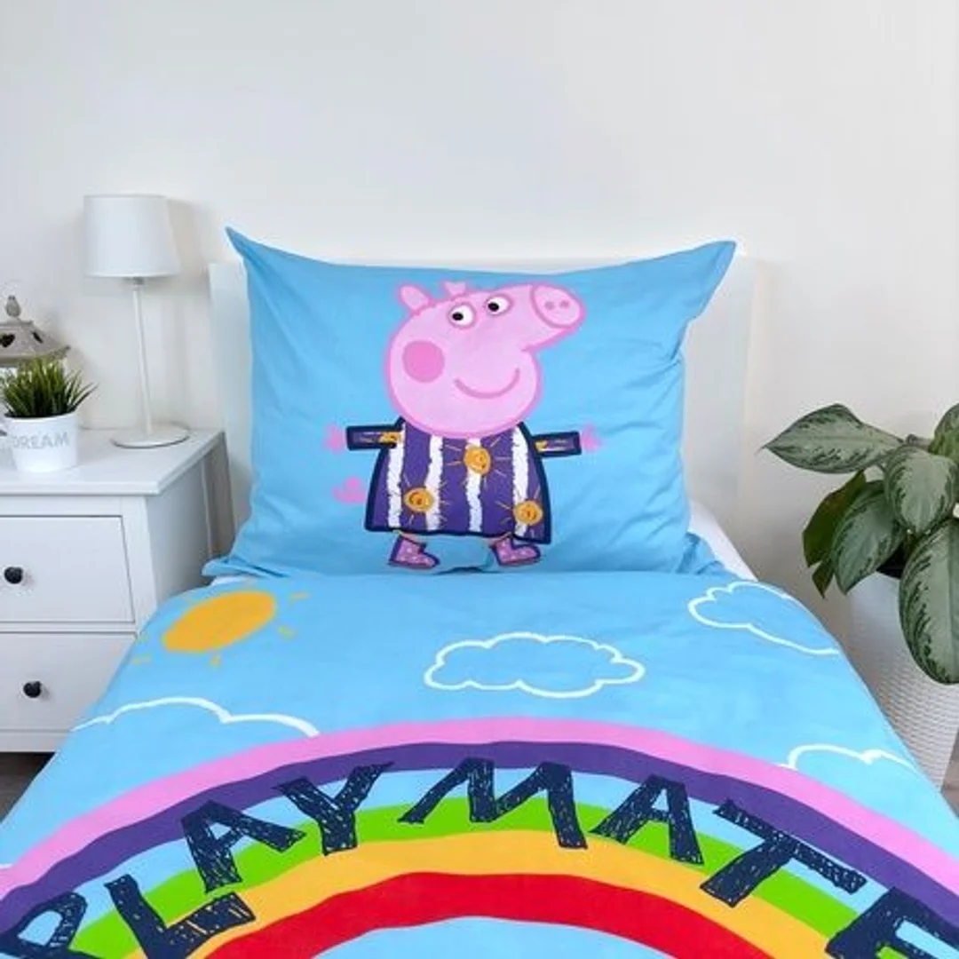 Pościel świecąca w ciemności 140x200 Świnka Peppa niebieska poszewka 70x90 JF24 — zdjęcie 3