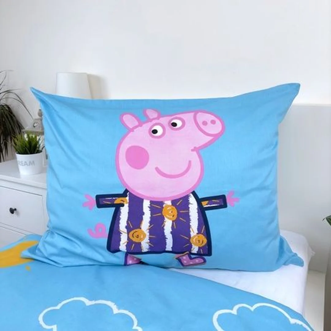 Pościel świecąca w ciemności 140x200 Świnka Peppa niebieska poszewka 70x90 JF24 — zdjęcie 5