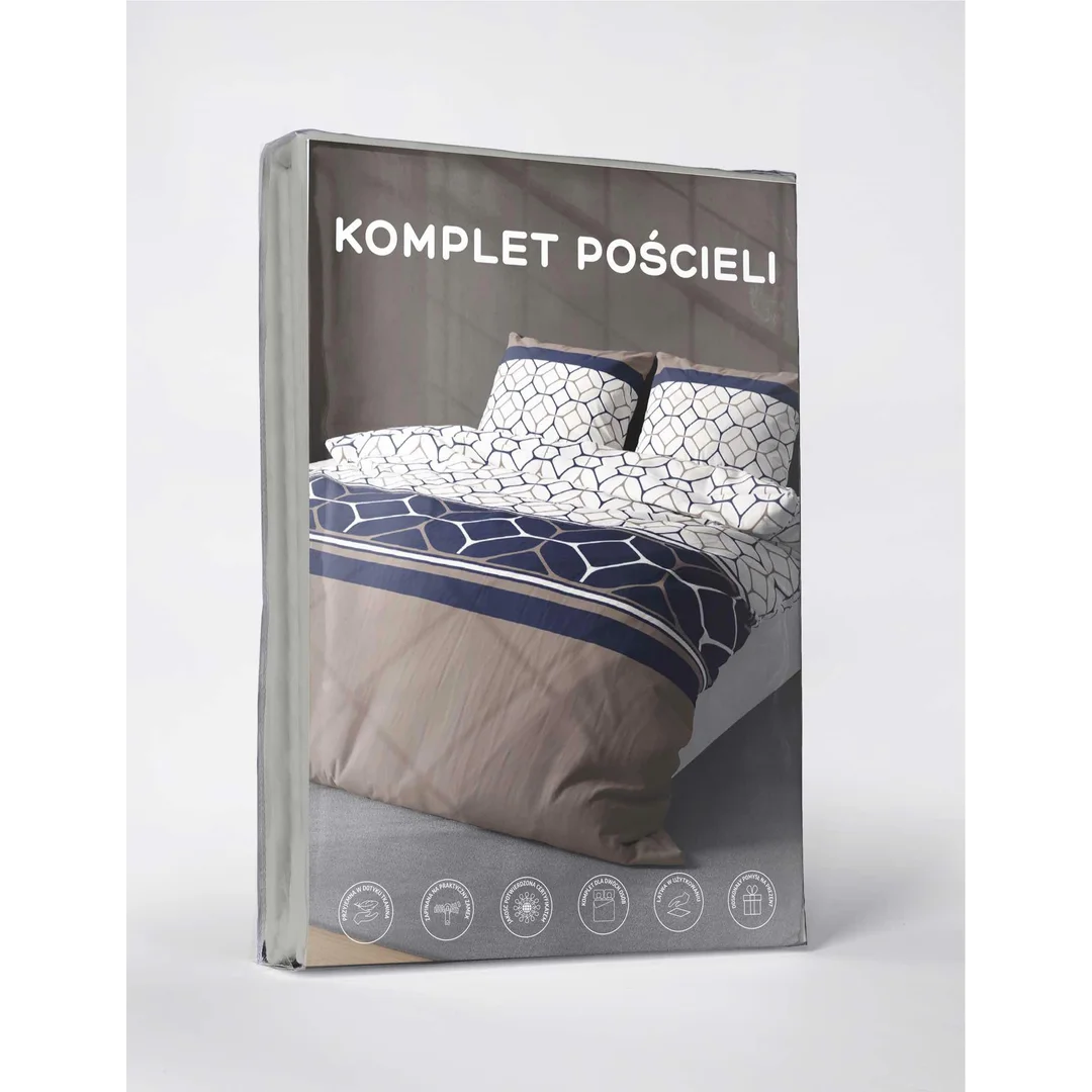 Pościel z mikrofibry 220x200 Heksagonalny motyw w granatowym odcieniu 5039 A 65 Light — zdjęcie 5