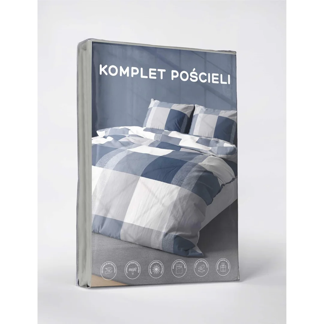 Pościel z mikrofibry 220x200 Krata niebieska szara 5038 A 65 Light — zdjęcie 5
