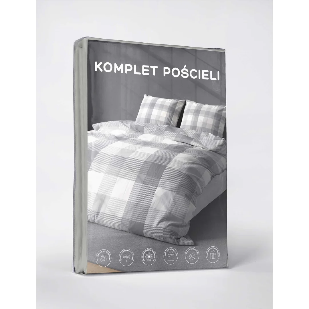 Pościel z mikrofibry 220x200 szara krata 5040 A 65 Light — zdjęcie 5