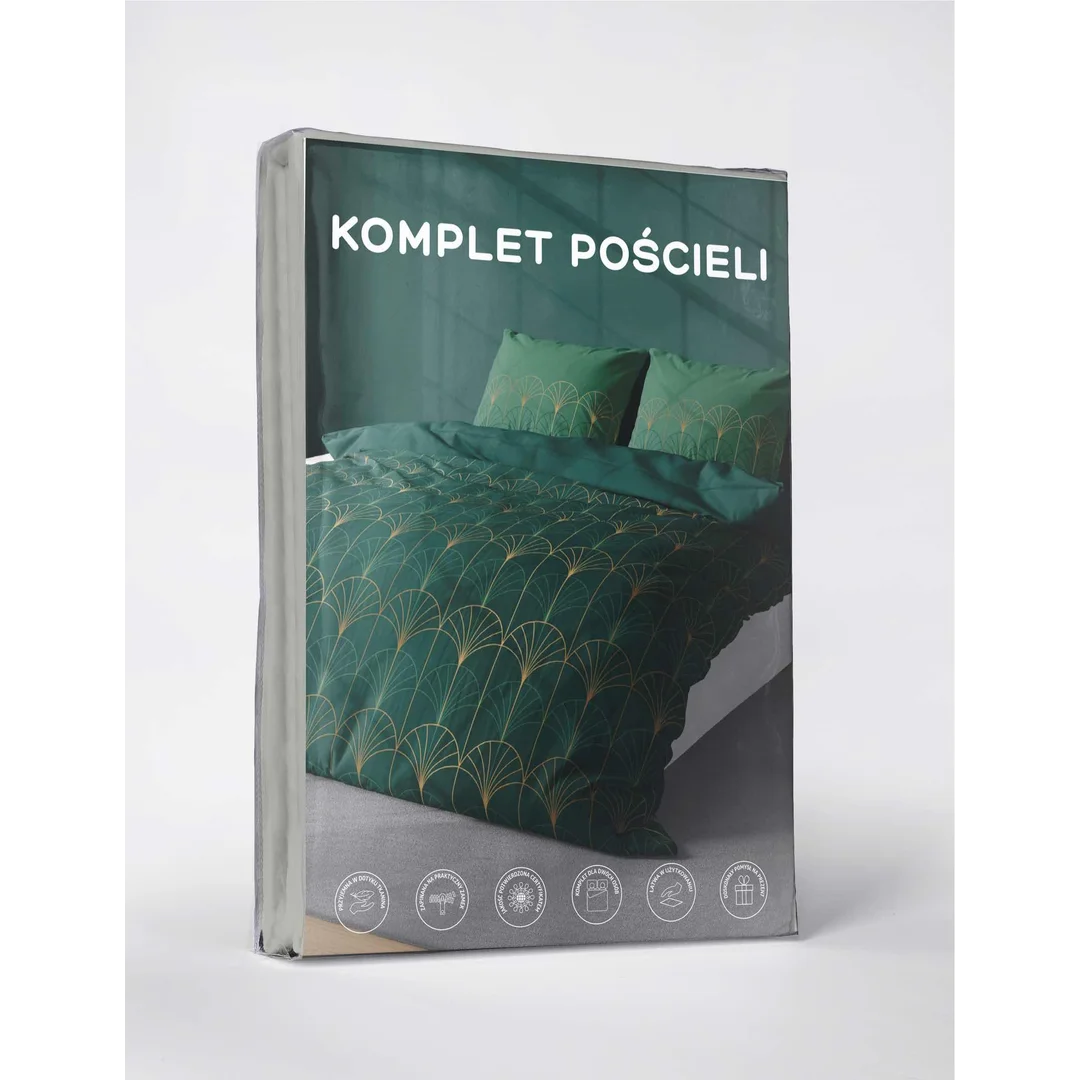 Pościel z mikrofibry 220x200 zielona butelkowa złote art deco 5023 A 65 Light — zdjęcie 5