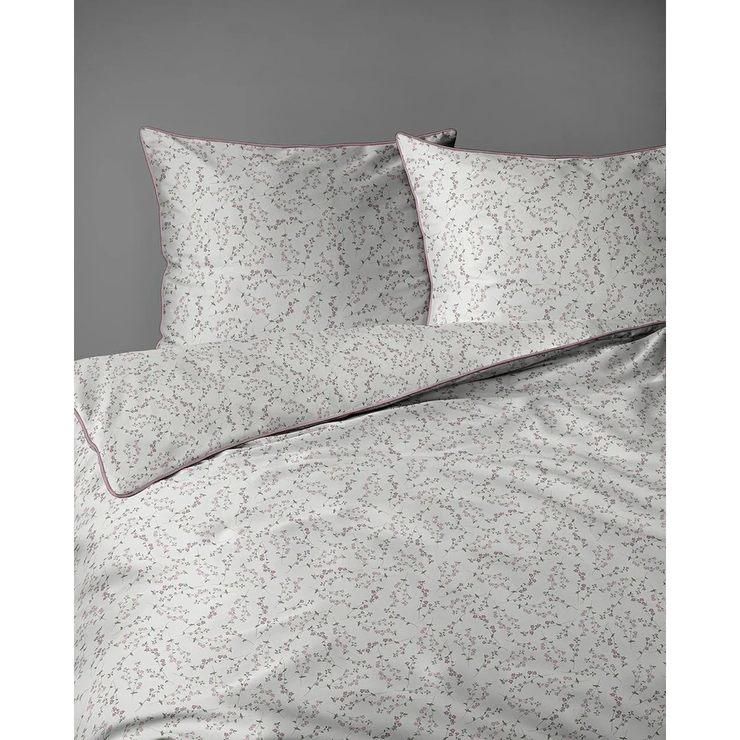 Pościel z perkalu 160x200 biała w różowe gałązki kwiatów - 5895 B - Soft Garden — zdjęcie 4