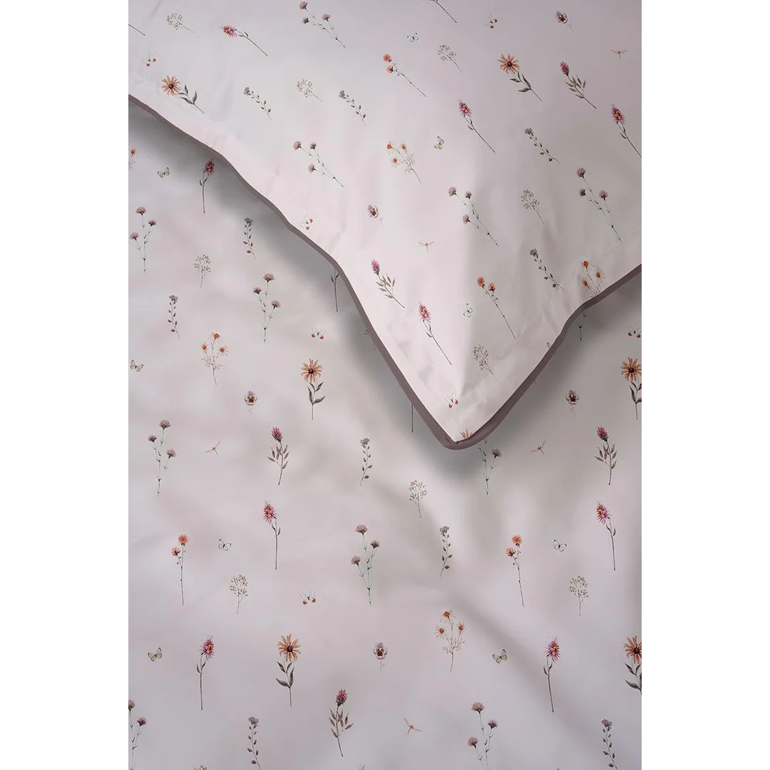 Pościel z perkalu 160x200 jasnoróżowa w drobne kolorowe kwiaty łąkowe - 5901 B - Soft Garden — zdjęcie 6