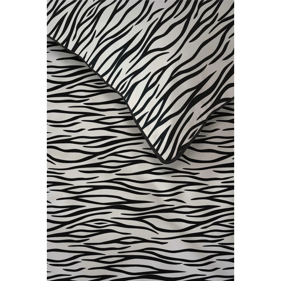 Pościel z perkalu biała z czarnym motywem animal print – 160x200 cm – Eden – wzór 5591 B — zdjęcie 6