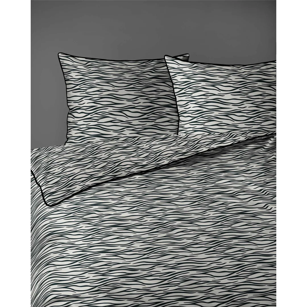 Pościel z perkalu biała z czarnym motywem animal print – 220x200 cm – Eden – wzór 5591 B — zdjęcie 5