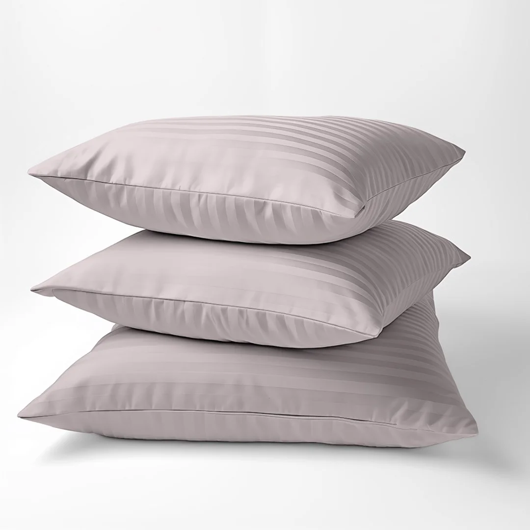 Poszewka adamaszkowa 50x60 pudrowa różowa jednobarwna paski 1 cm Pure — zdjęcie 2