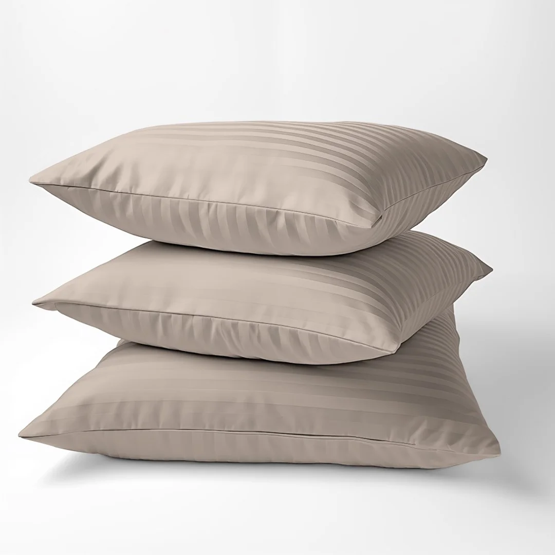Poszewka adamaszkowa 50x60 taupe beżowa ciemna jednobarwna paski 1 cm Pure — zdjęcie 2