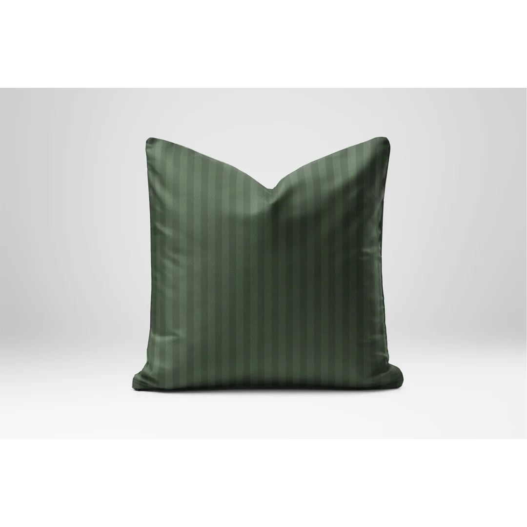 Poszewka adamaszkowa 50x60 zielona jednobarwna paski 1 cm Pure — zdjęcie 3