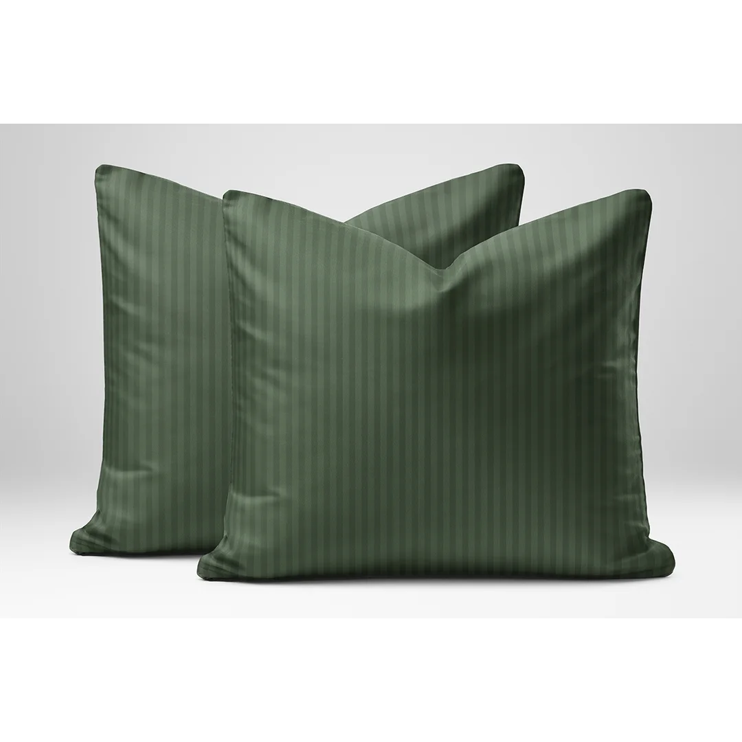 Poszewka adamaszkowa 50x60 zielona jednobarwna paski 1 cm Pure — zdjęcie 4