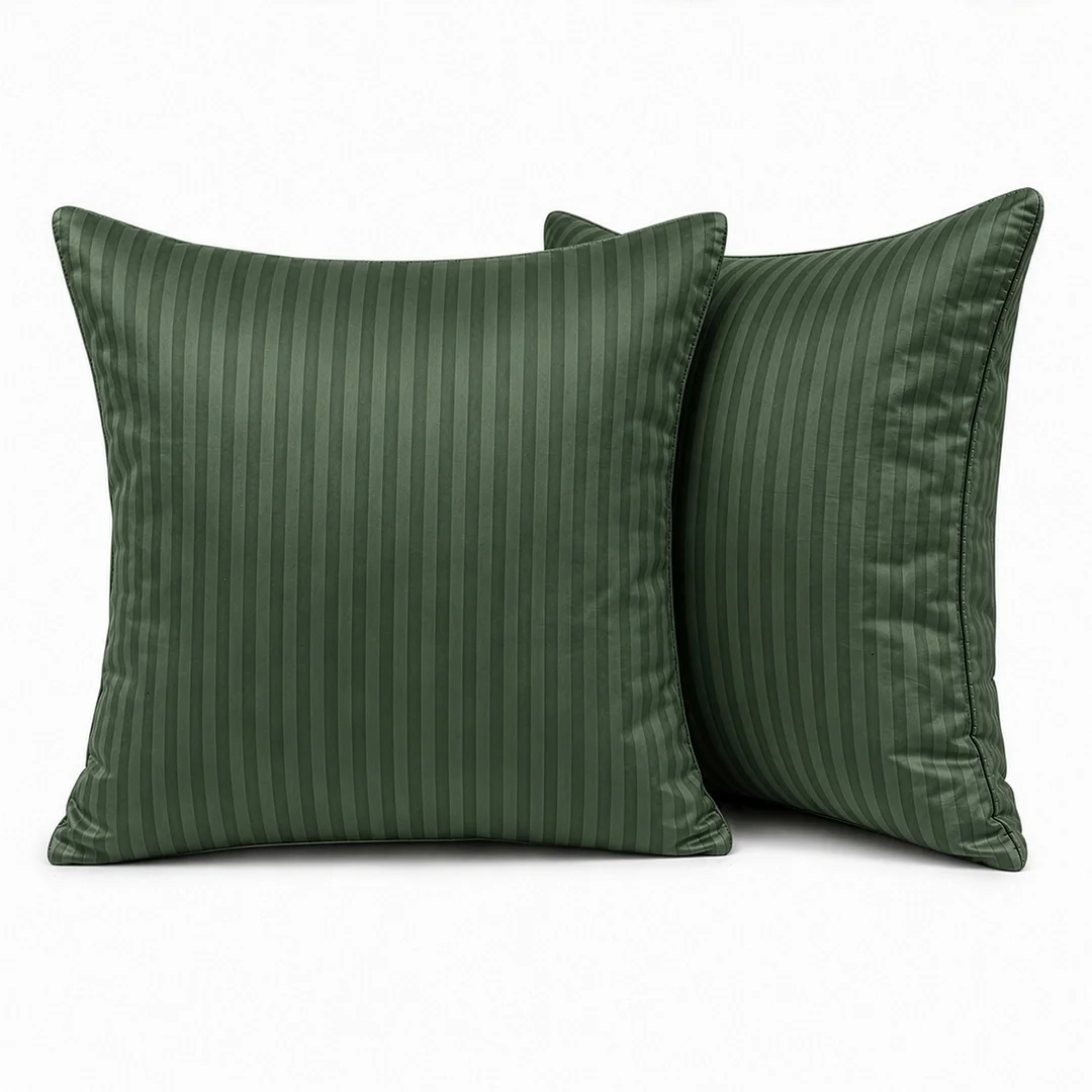 Poszewka adamaszkowa 50x60 zielona jednobarwna paski 1 cm Pure — zdjęcie 5