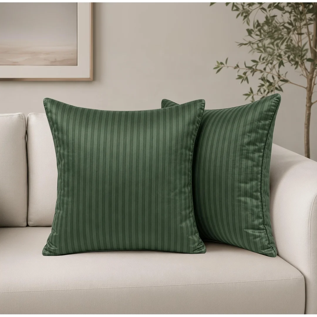 Poszewka adamaszkowa 50x60 zielona jednobarwna paski 1 cm Pure — zdjęcie 6