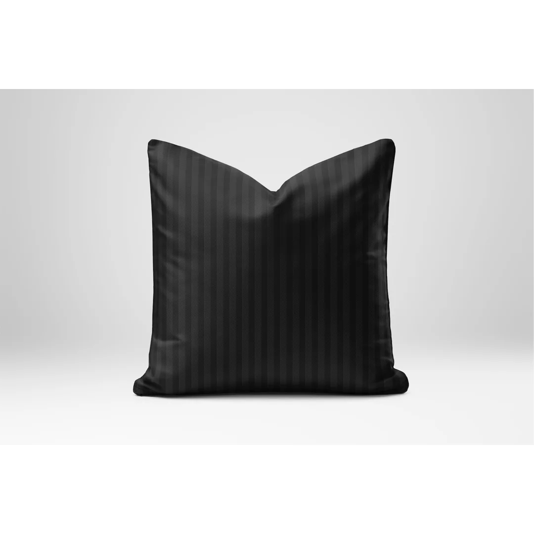 Poszewka adamaszkowa 70x80 czarna jednobarwna paski 1 cm Pure — zdjęcie 3