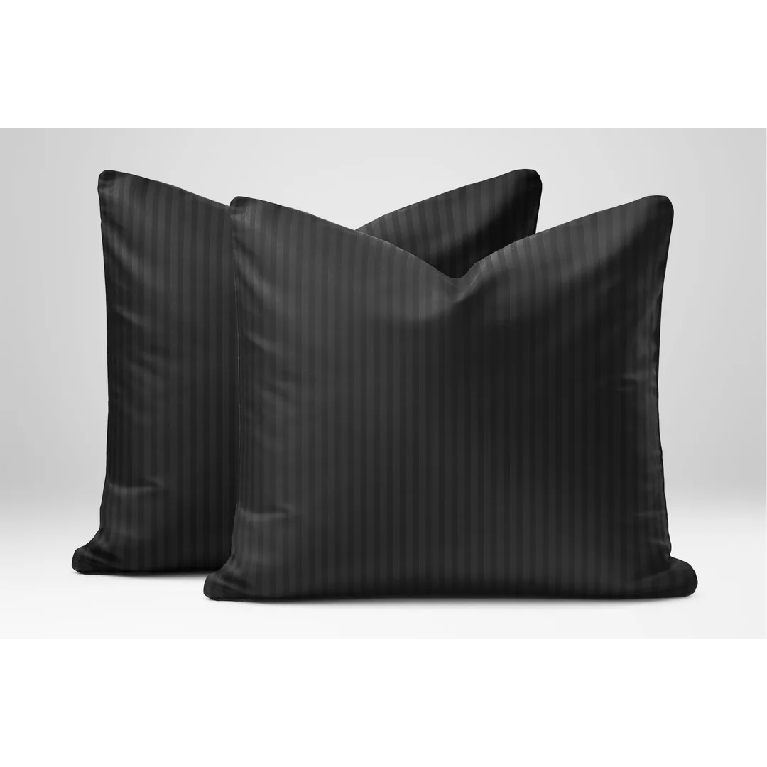 Poszewka adamaszkowa 70x80 czarna jednobarwna paski 1 cm Pure — zdjęcie 4