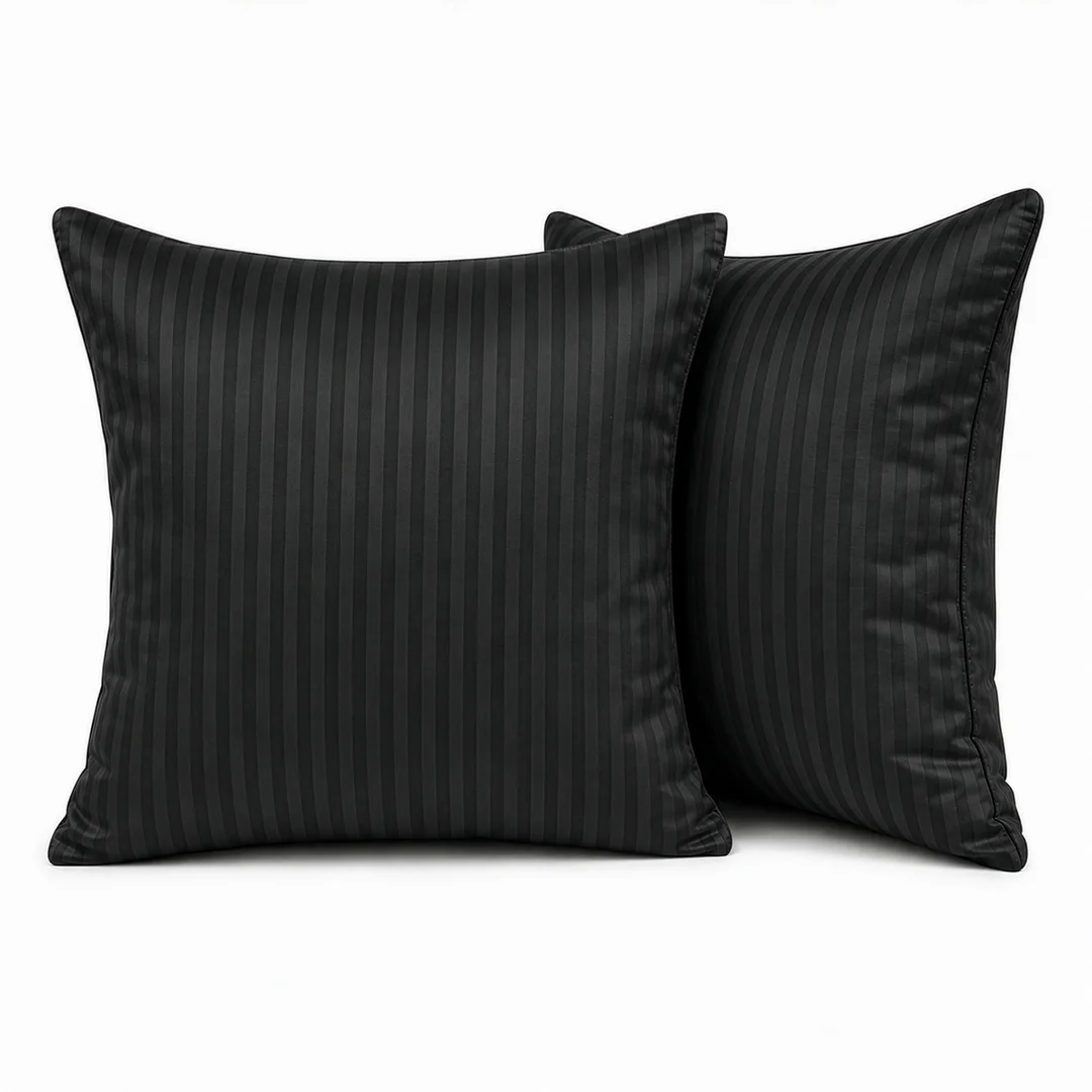 Poszewka adamaszkowa 70x80 czarna jednobarwna paski 1 cm Pure — zdjęcie 5