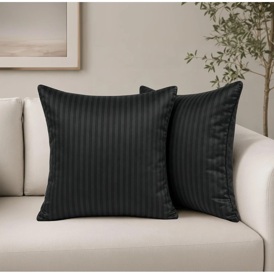 Poszewka adamaszkowa 70x80 czarna jednobarwna paski 1 cm Pure — zdjęcie 6