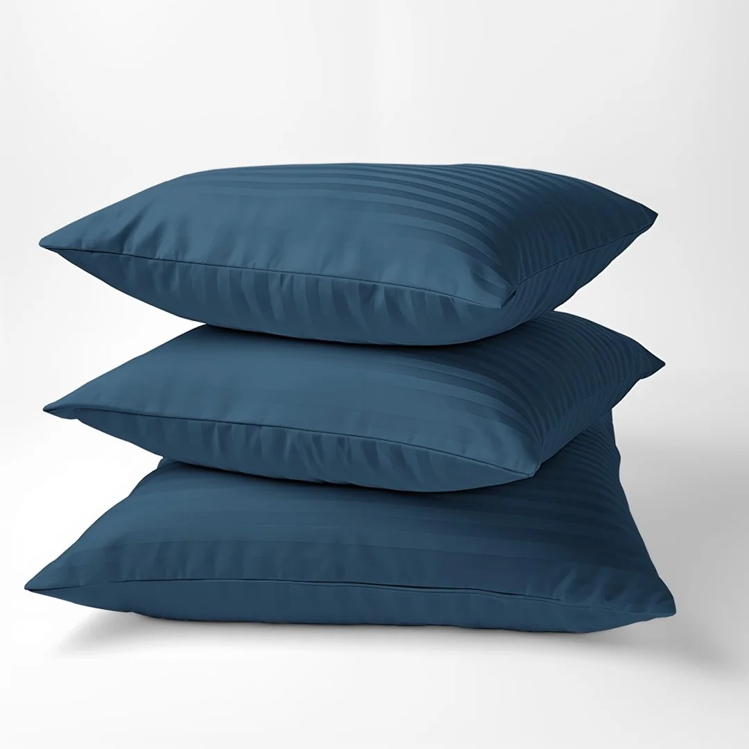 Poszewka adamaszkowa 70x80 denim granatowa jednobarwna paski 1 cm Pure — zdjęcie 2