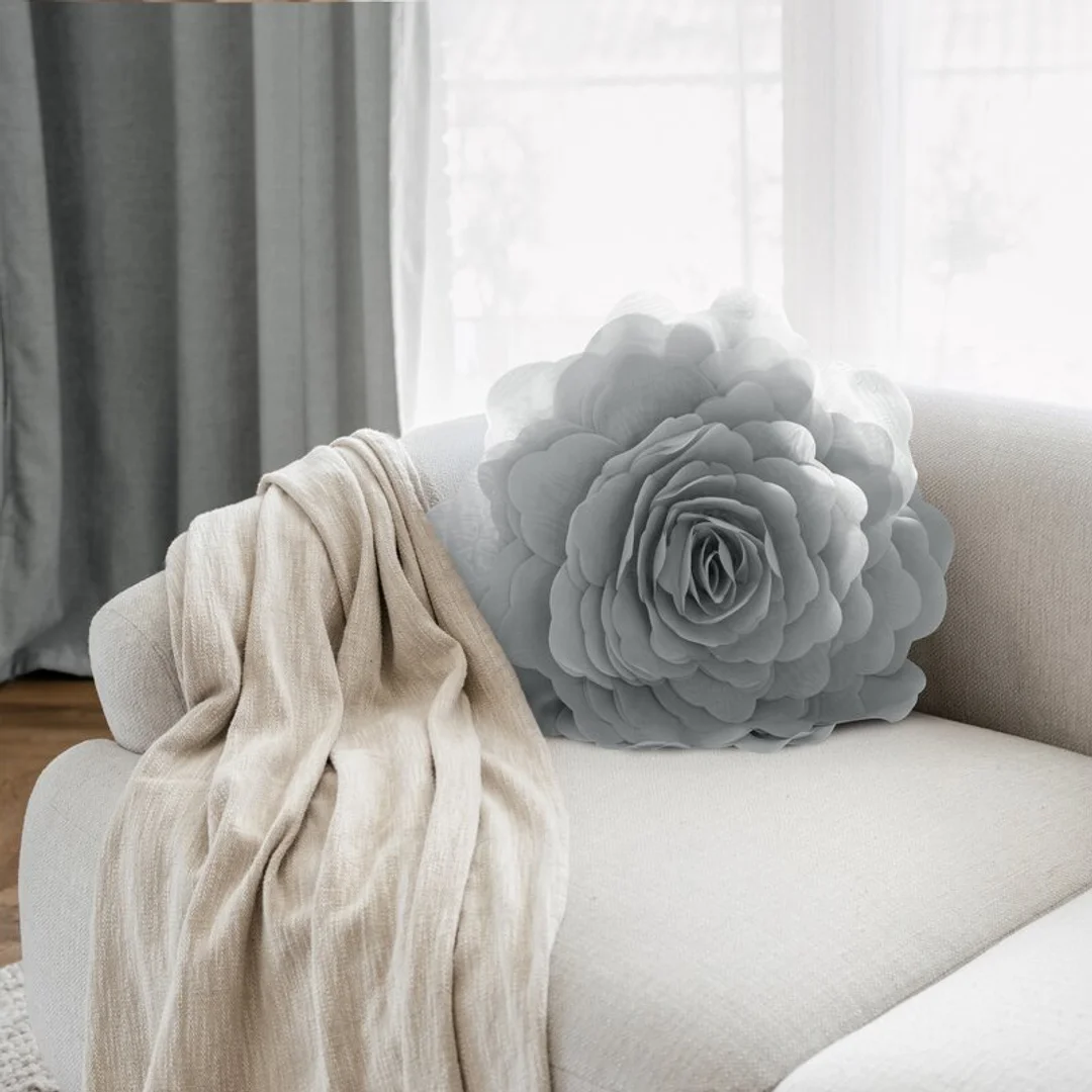 Poszewka dekoracyjna 40 cm Flores 6 pudrowa róża okrągła Eurofirany — zdjęcie 3