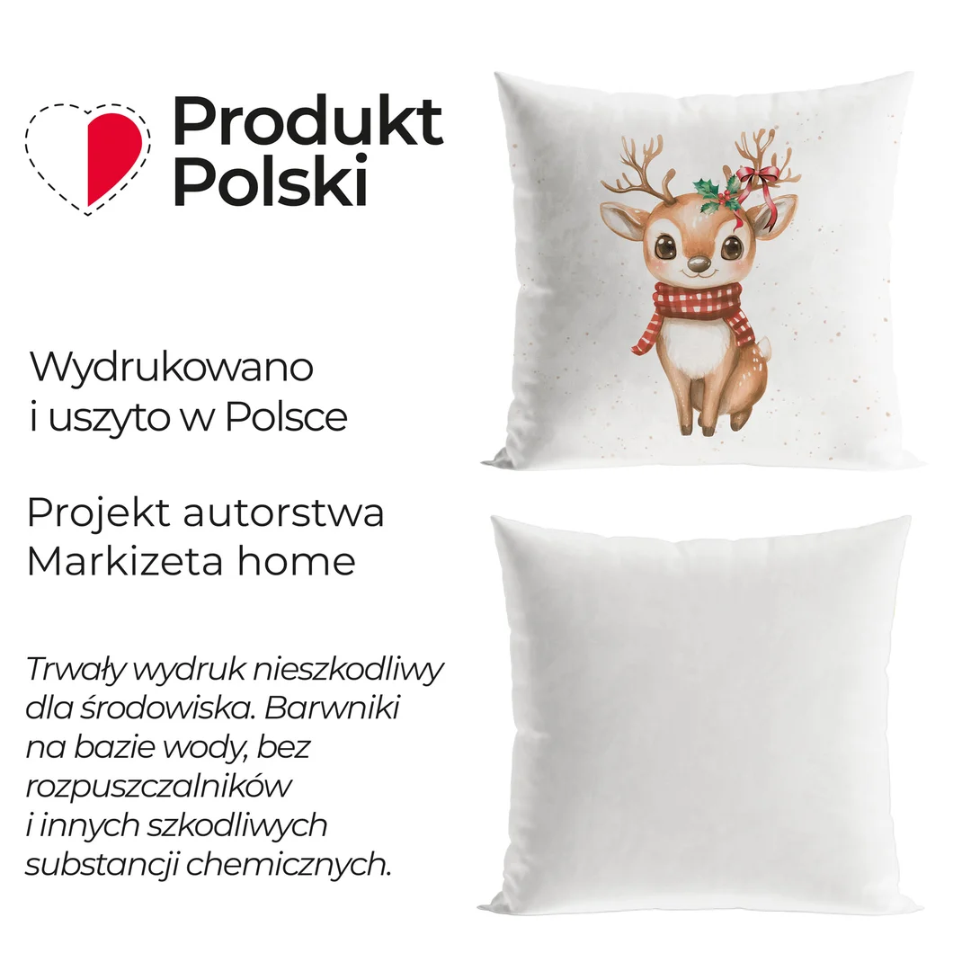 Poszewka dekoracyjna 40x40 001 biała Jelonek Bajkowe Święta Velvet — zdjęcie 4