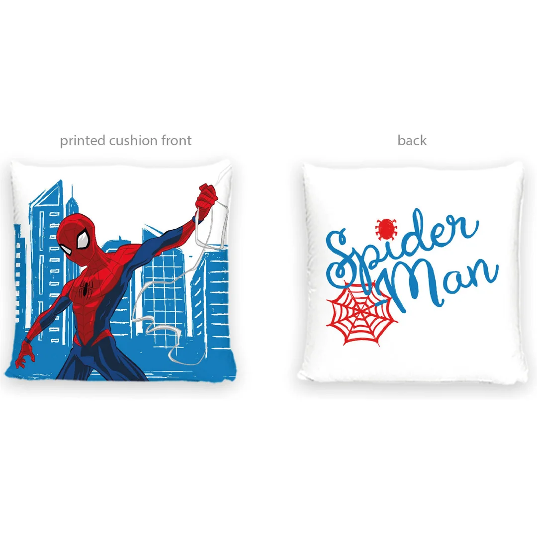 Poszewka dekoracyjna 40x40 Spiderman niebieska biała welwetowa 12 Carbotex — zdjęcie 3