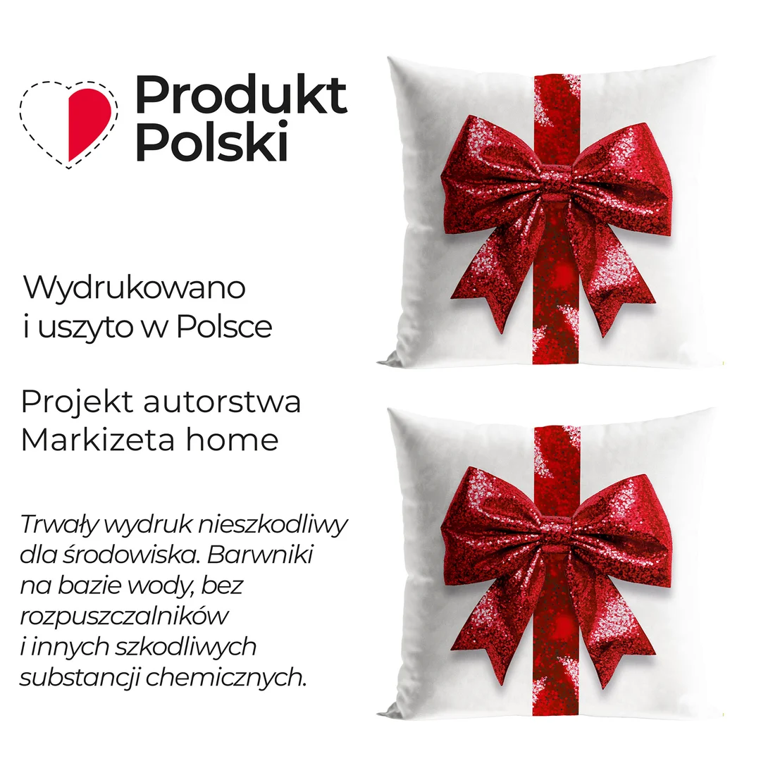 Poszewka dekoracyjna velvet 40x40 001 biała Brokatowa Kokarda — zdjęcie 4