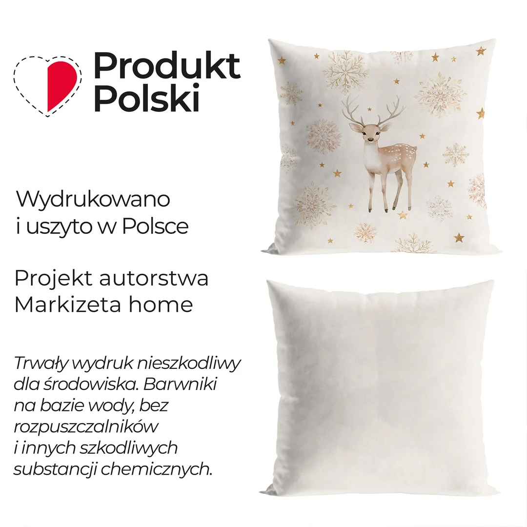 Poszewka dekoracyjna velvet 40x40 004 beżowa Jelonki Zimowa opowieść — zdjęcie 4