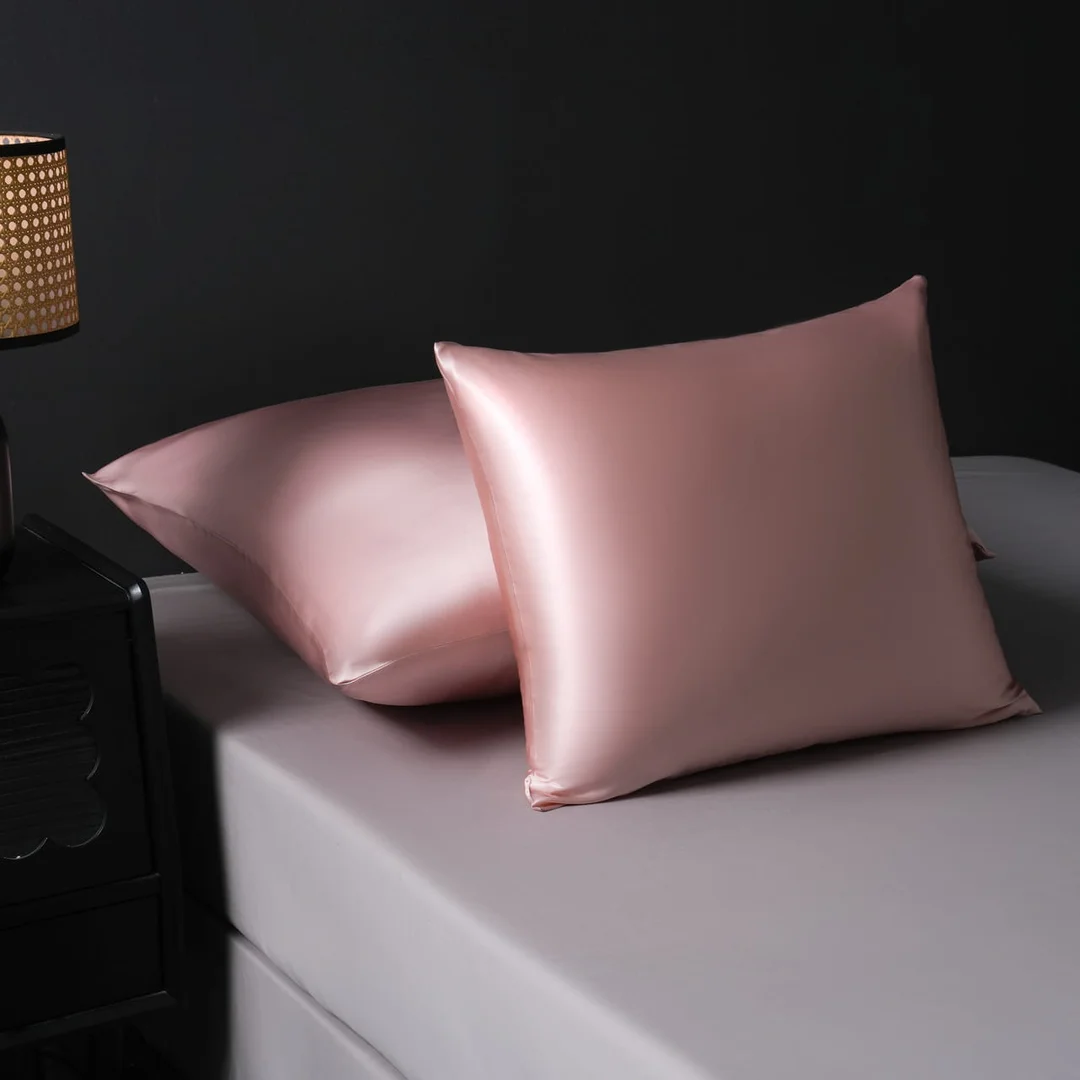 Poszewka jedwabna 40x40 pudrowa różowa jednobarwna Premium — zdjęcie 3