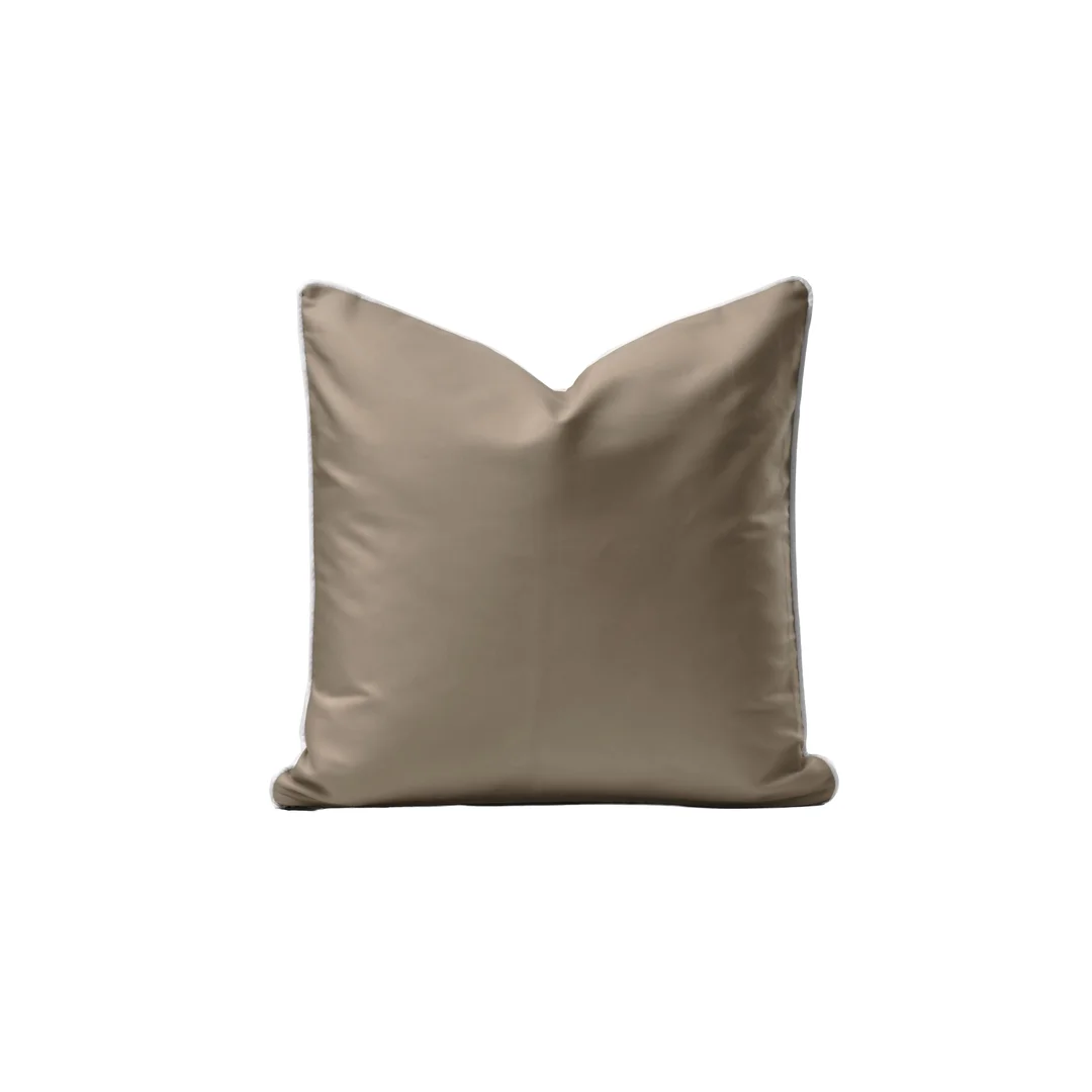 Poszewka makosatynowa 70x80 taupe jednobarwna z bizą Pure — zdjęcie 6