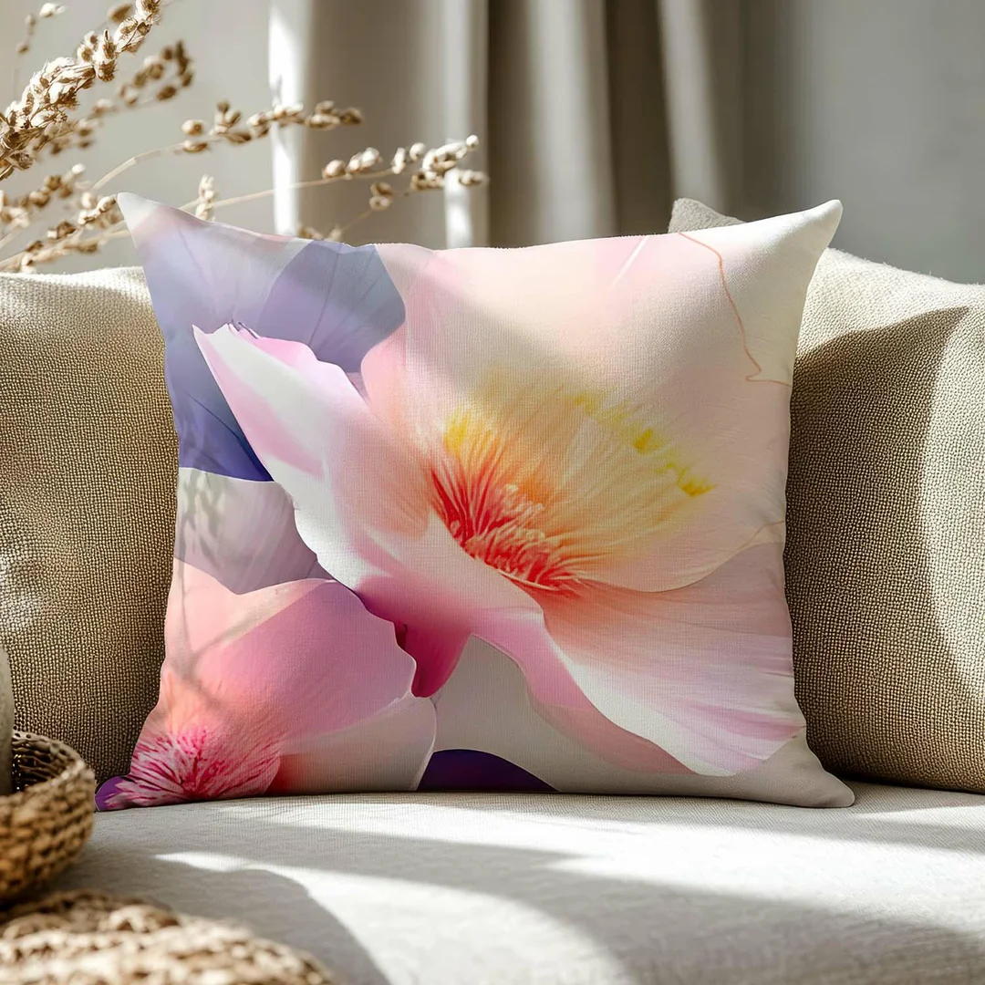 Poszewka satynowa 40x40 biała niebieska w pastelowe kwiaty 12423 SATYNLOVE PREMIUM — zdjęcie 2