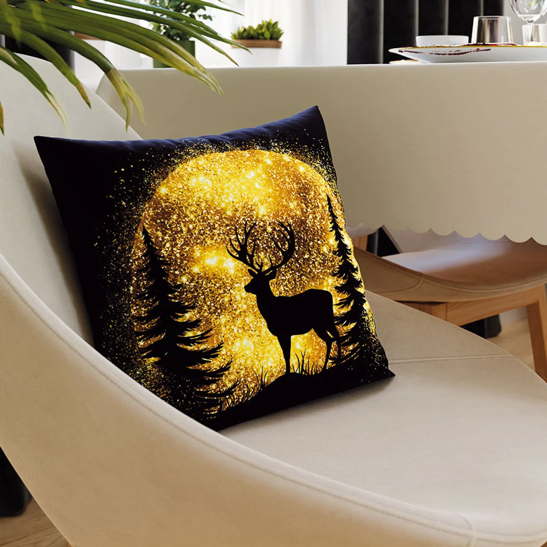 Poszewka świąteczna 40x40 005 czarna Brokatowy Jelonek — zdjęcie 3