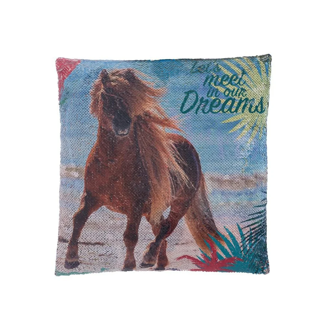 Poszewka z cekinami 40x40 3D Koń 1187 plaża grzywa — zdjęcie 2