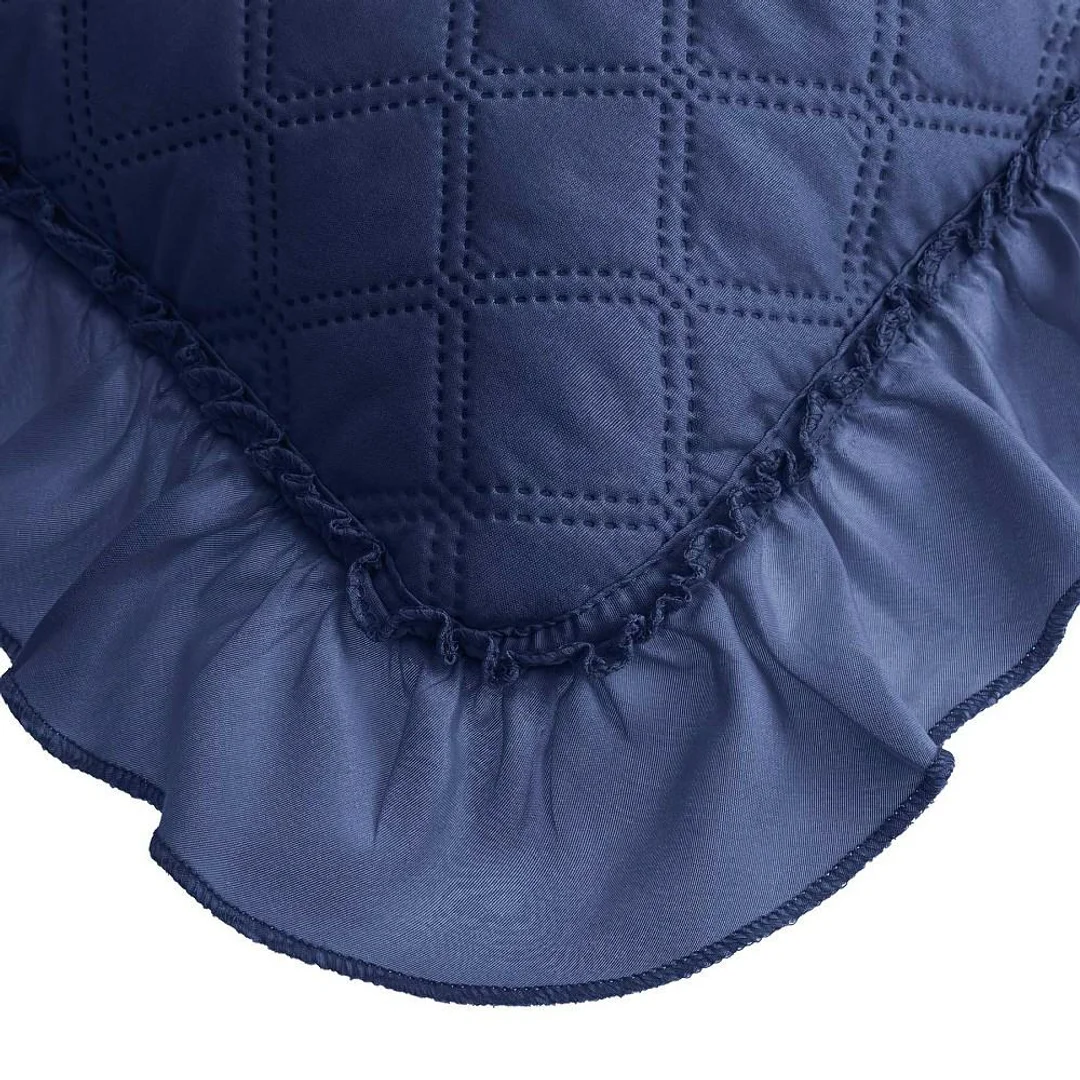 Poszewka z falbanką 45x45 Ruffy granatowa falbanka romby glamour dekoracyjna do narzuty — zdjęcie 2