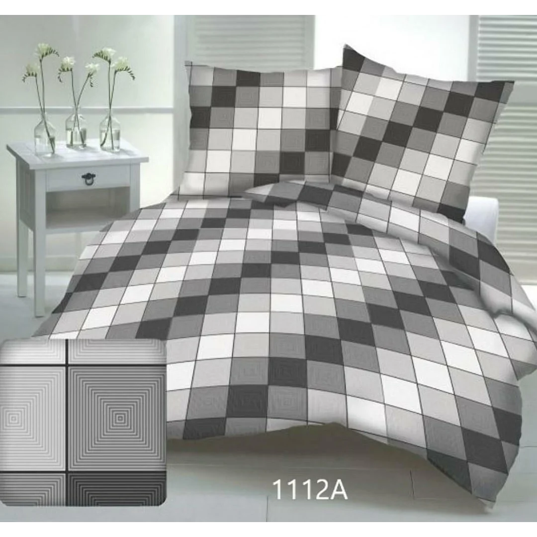 Poszewka z kory 40x40 kostka kratka geometria szara grafitowa 3D-1112A — zdjęcie 2