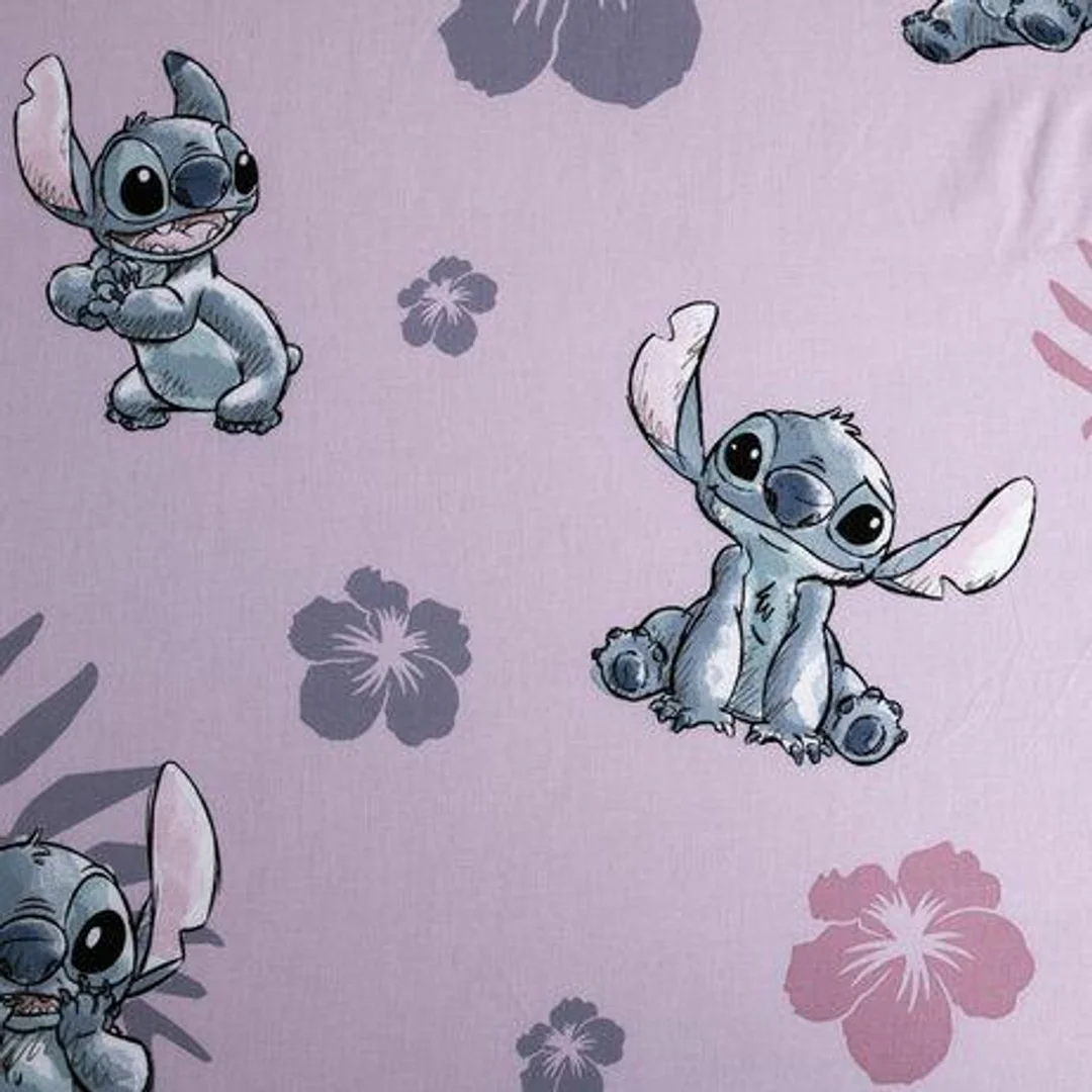 Prześcieradło bawełniane z gumką 90x200 Lilo and Stitch różowe dla dzieci JF24 — zdjęcie 3