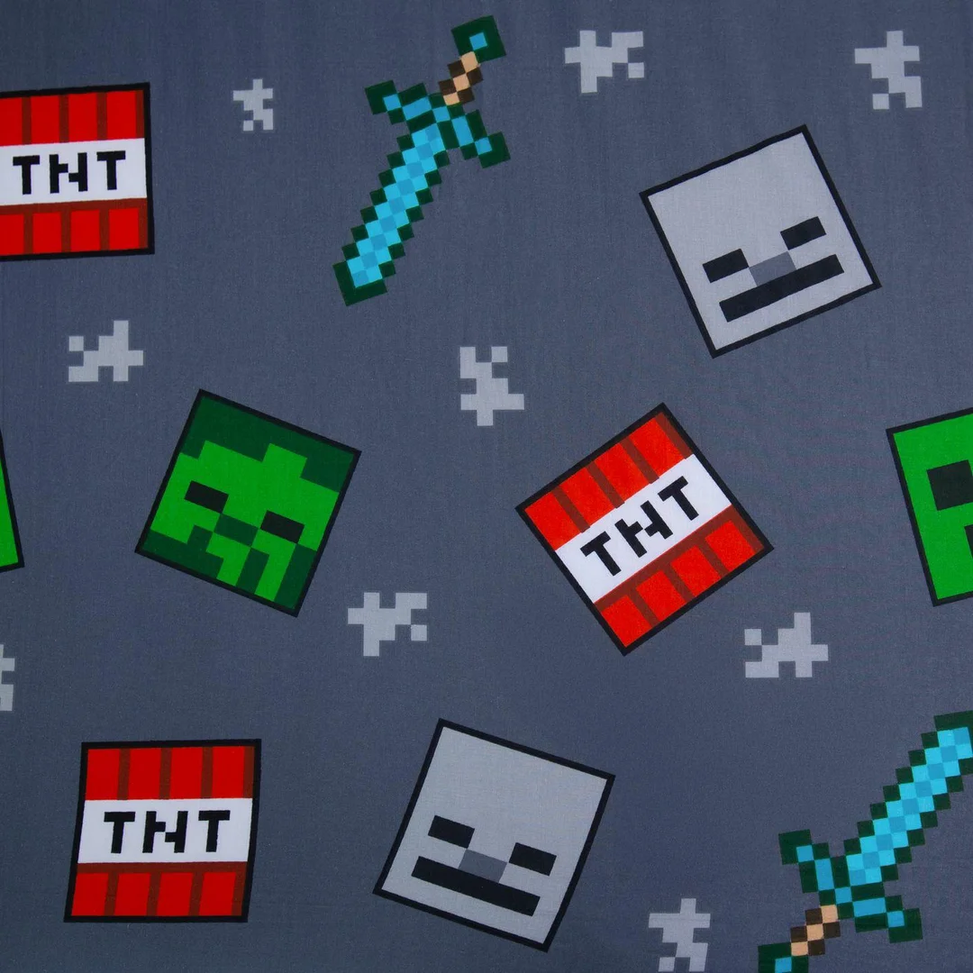 Prześcieradło bawełniane z gumką 90x200 Minecraft "We Got This" szare — zdjęcie 3