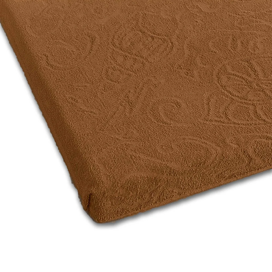 Prześcieradło frotte bez gumki 175x220 Tulipan 4 brązowe jasne 4044/BR-011T żakardowe Zwoltex — zdjęcie 3