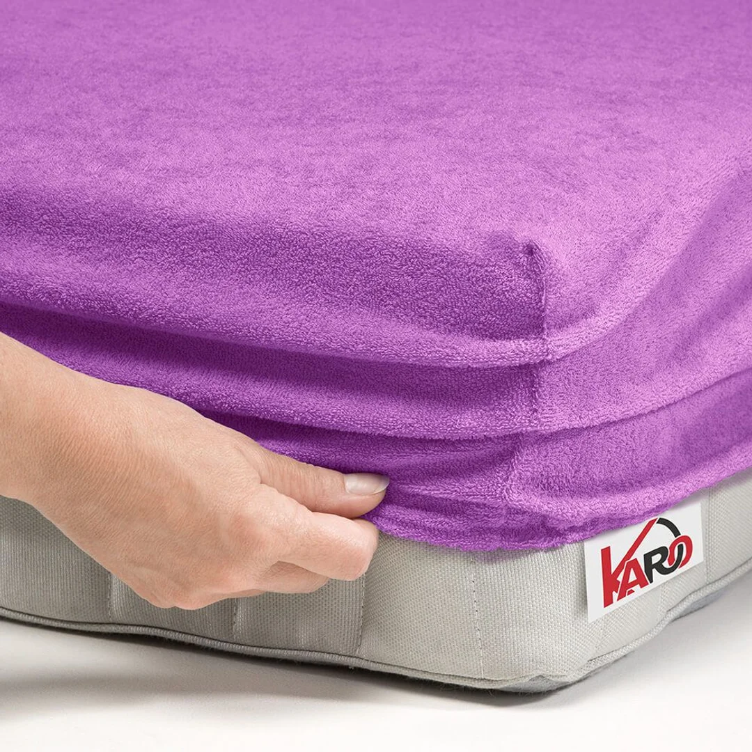 Prześcieradło frotte z gumką 120x200 fuksja 062 grube 200g/m2 KARO — zdjęcie 2