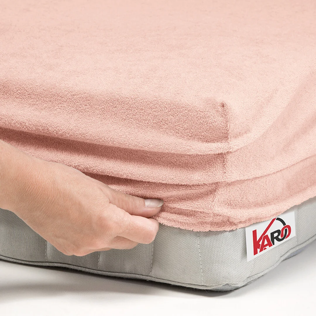 Prześcieradło frotte z gumką 120x200 łososiowe 006 grube 200g/m2 KARO — zdjęcie 2